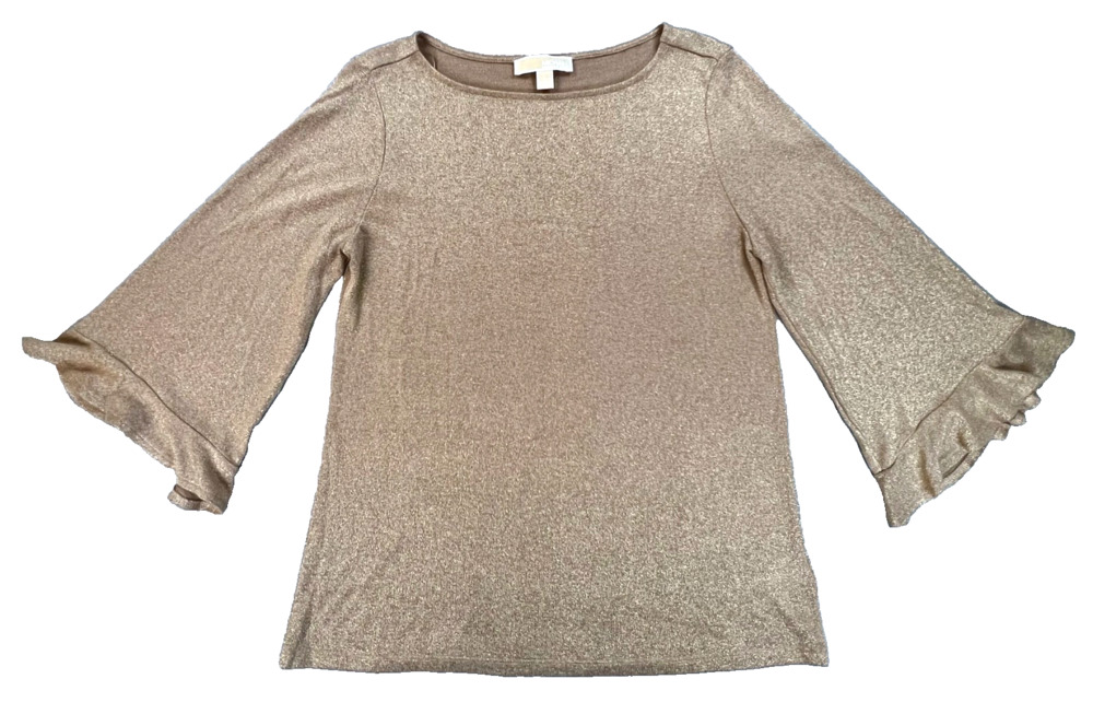 Michael Kors Metallic Gold Ruffle Sweater (Women's L)
